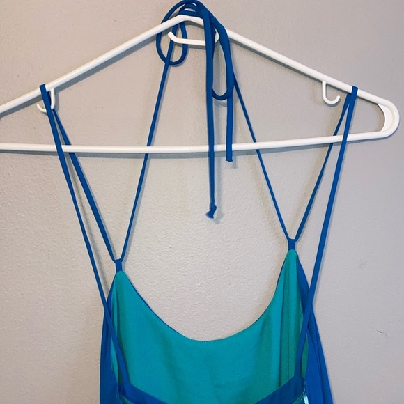 Max & Cleo Asymmetrical Blue and Green High-Low Sundress - Picture 8 of 13